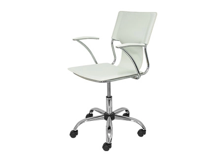 Silla giratoria pyc respaldo medio regulable en altura similpiel blanca 860+90x480x440 mm