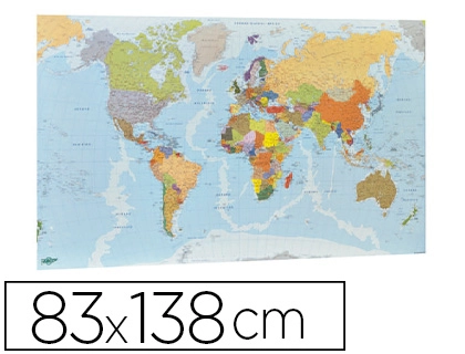 [156095] Mapa mural faibo planisferio plastificado enrollado 83x138 cm