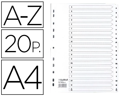 [156017] Separador exacompta cartulina blanca a-z juego de 20 separadores din a4 11 taladros