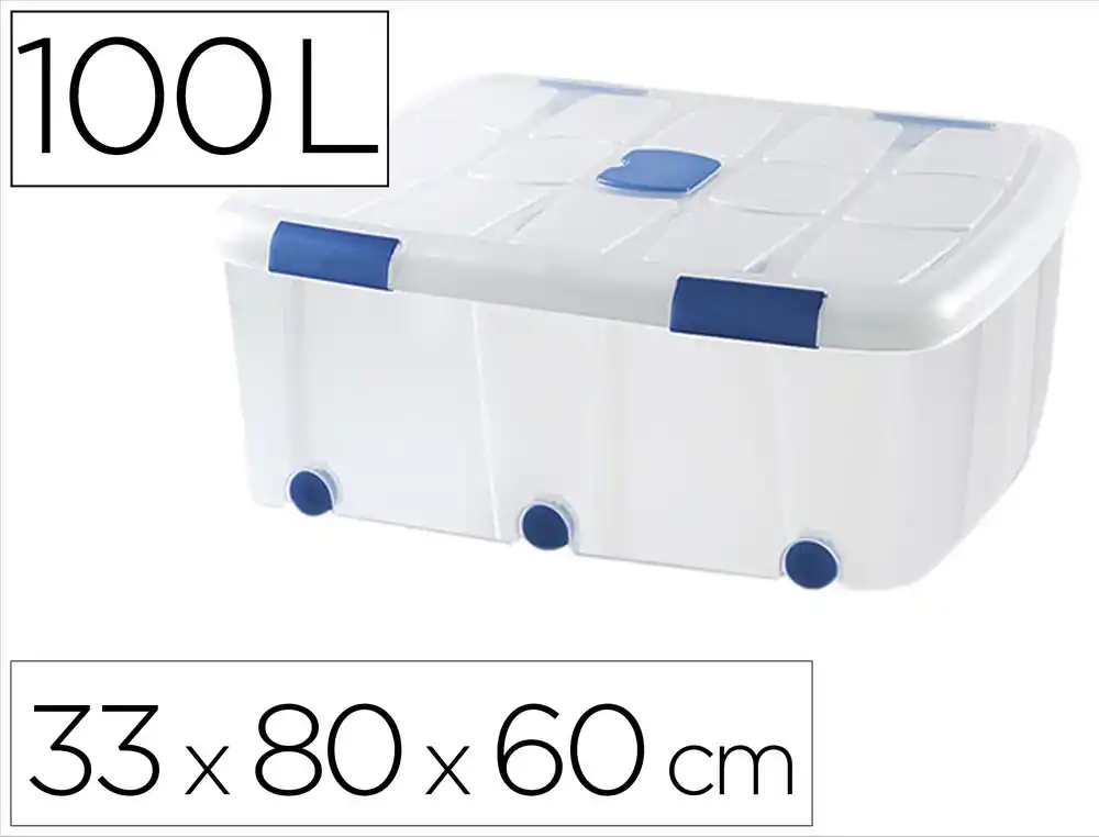 Contenedor plastico plasticforte 100 litros n 15 transparente con tapa 330x800x600 mm