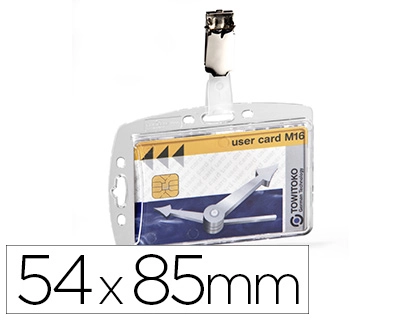 [155689] Identificador con pinza durable acrilico horizontal para pases de seguridad 54x85 mm
