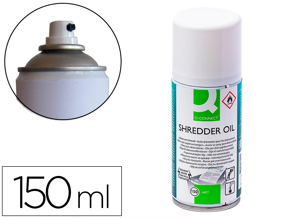 Aceite lubricante q-connect en spray para destructora de documentos bote de 150 ml