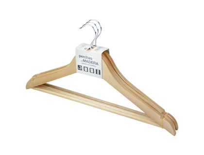 [155664] Percha kerkom madera natural barnizada pack de 3 unidades