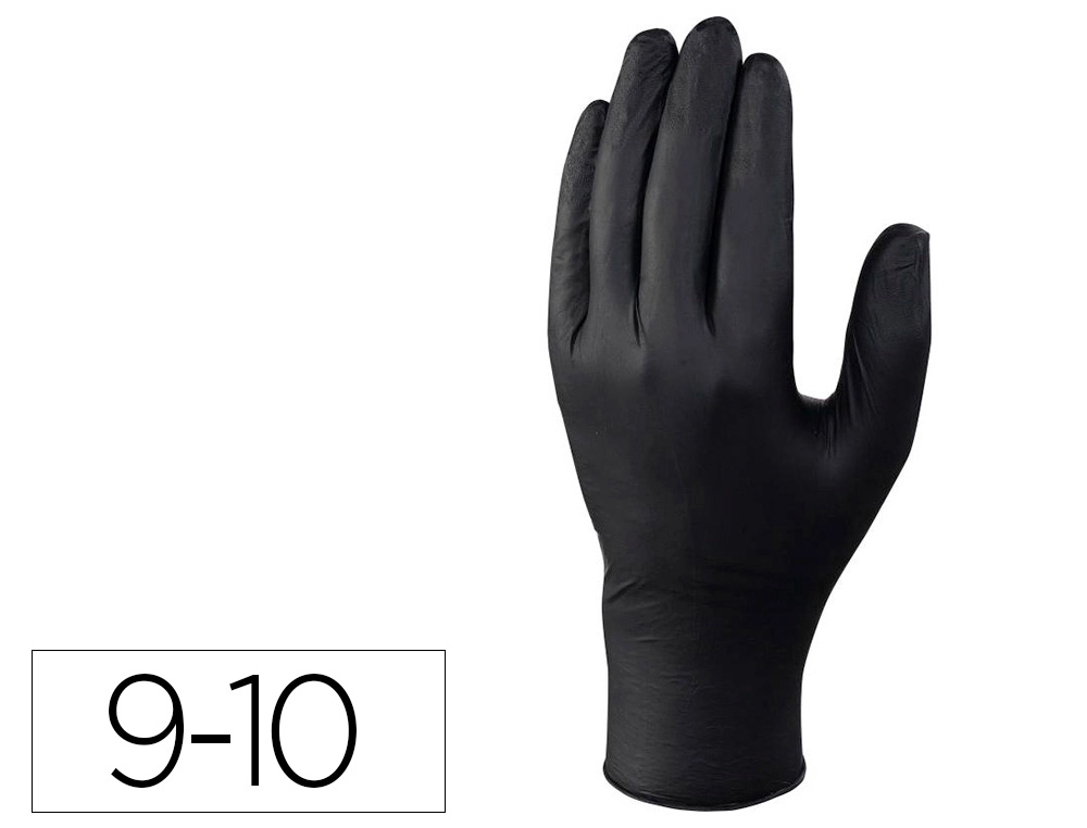 Guantes deltaplus de nitrilo desechable negro caja de 100 unidades talla 9-10