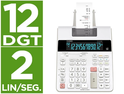 [155334] Calculadora casio impresora pantalla lc papel 58 mm impresion bicolor fr-2650rc 12 digitos dc color blanco