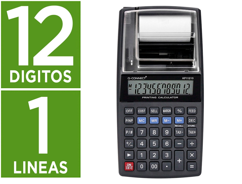 [155114] Calculadora q-connect impresora pantalla papel kf11213 12 digitos tinta azul