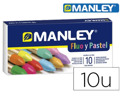 [154992] Lapices cera manley fluor y pastel caja de 10 unidades colores surtidos
