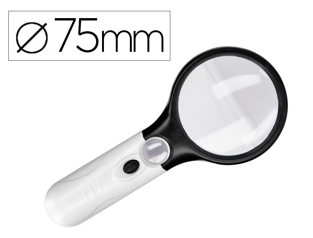 [153906] Lupa q-connect electrica aro abs 75 mm 3 aumentos 3 bombillas led lente 70 mm