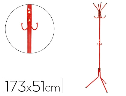 [152882] Perchero metalico q-connect rojo 8 colgadores 173x51 cm