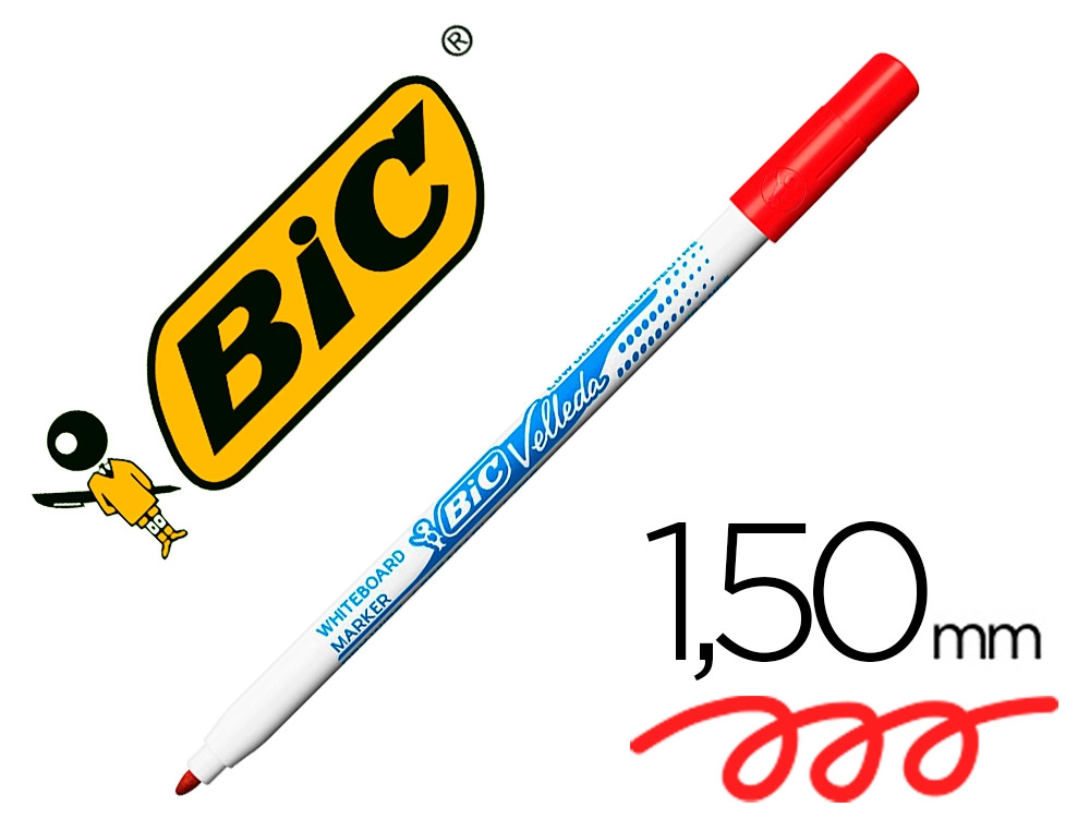 [152506] Rotulador bic velleda fino para pizarra rojo punta redonda 1 mm