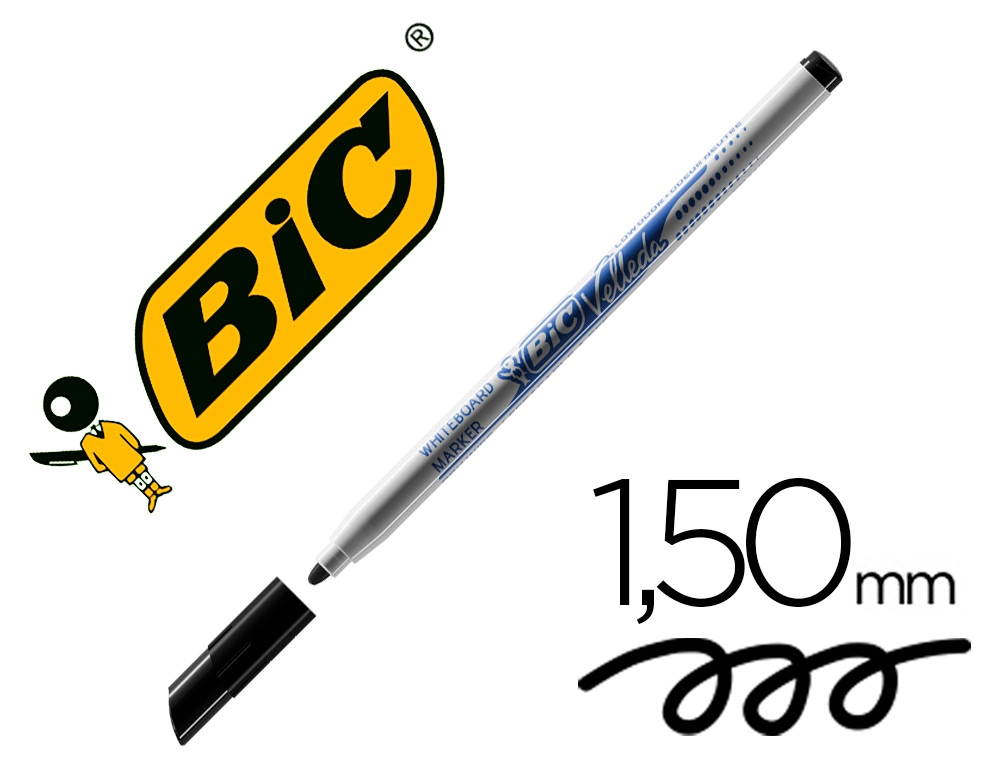 [152505] Rotulador bic velleda fino para pizarra negro punta redonda 1 mm