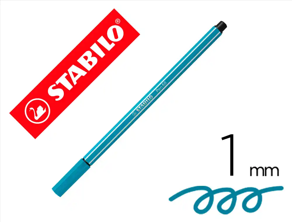 Rotulador stabilo acuarelable pen 68 azul cobalto punta gruesa 1mm