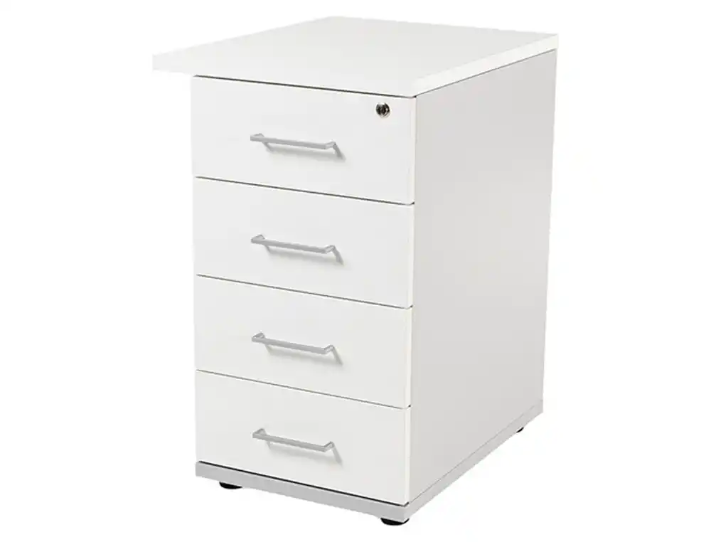 Cajonera rocada con cuatro cajones serie store 60x47x74 cm acabado gris/blanco