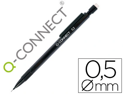 [150486] Portaminas q-connect 0,5 mm con 3 minas cuerpo negro con clip negro