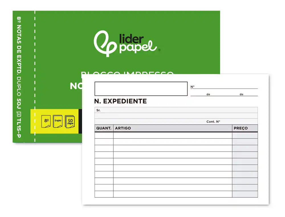 [94661] Talonario liderpapel notas de expediente octavo duplo texto en portugues