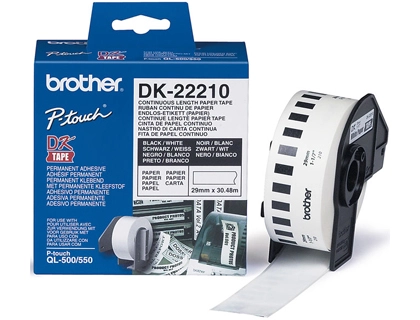 Cinta de papel continuo brother dk-22210 para impresoras ql -29mmx30,48 m