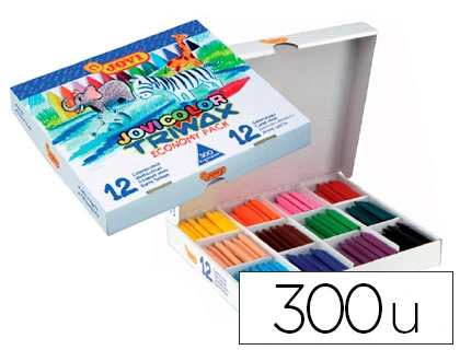 [91636] Lapices cera jovicolor triwax caja de 300 unidades 12 colores surtidos
