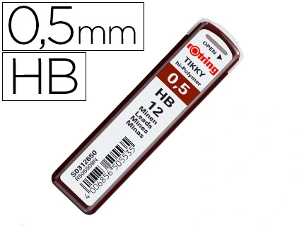 [91033] Minas rotring grafito 0,5 mm hb estuche de 12 minas