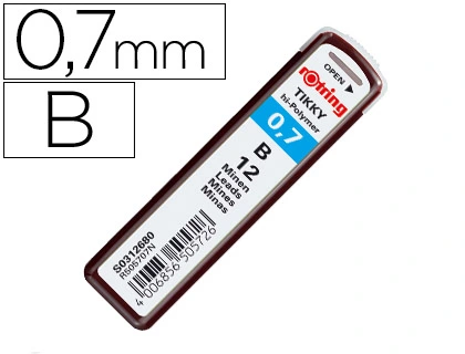 [91031] Minas rotring grafito 0,7 mm b estuche de 12 minas