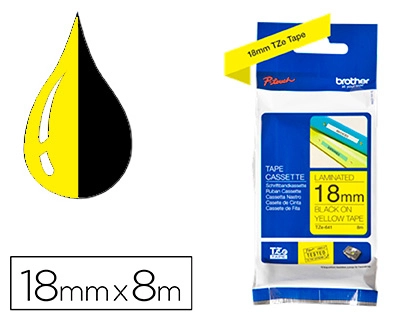 Cinta brother tze-641 amarillo-negro 18mm