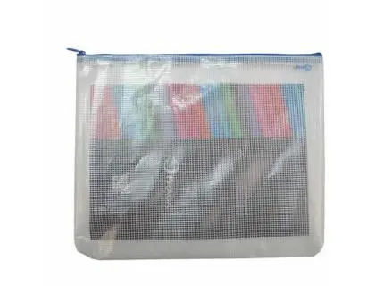 Bolsa multiusos office box malla din a4 con cremallera azul 280x345 mm