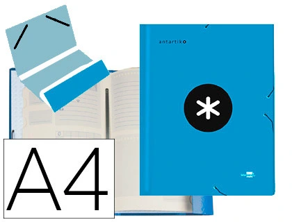 Carpeta antartik clasificadora a4 12 departamentos gomas carton forrado color azul