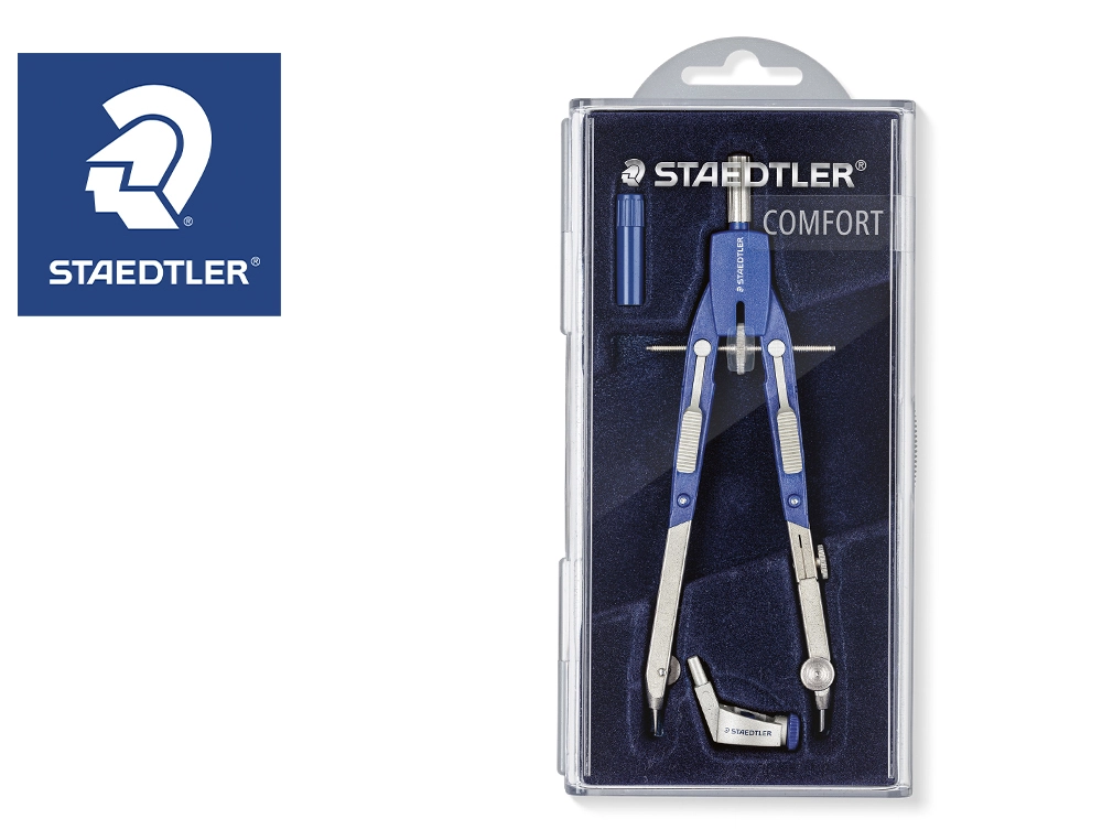 [86224] Compas staedtler micrometrico con ajuste rueda central sin alargadera con adaptador y tubo de minas