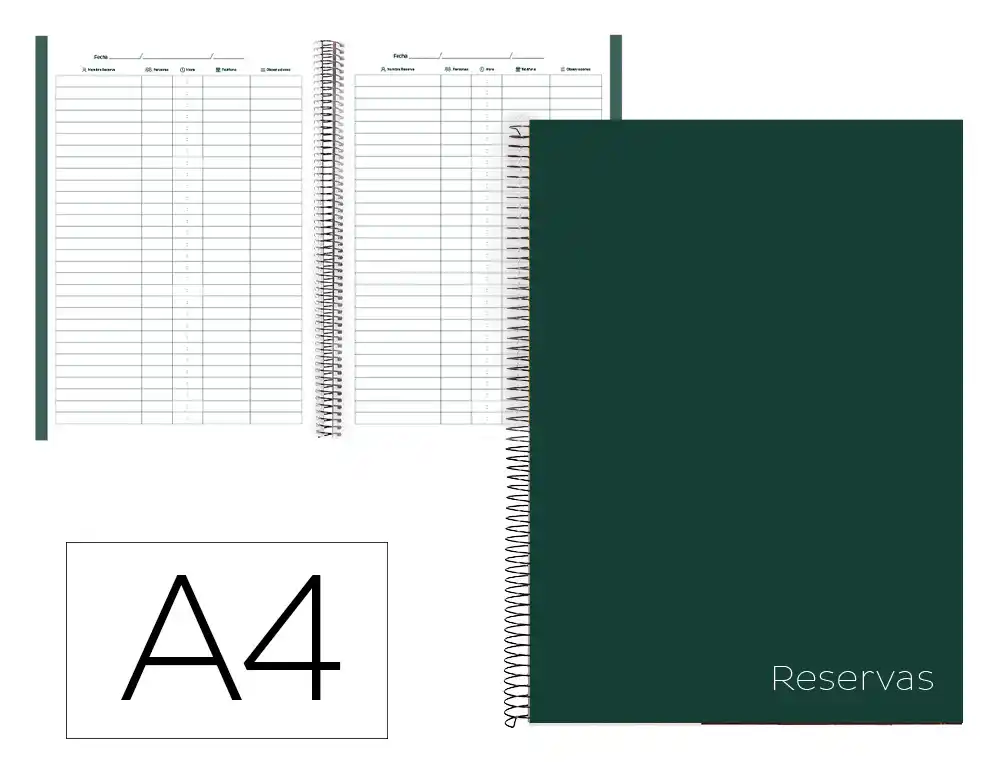 Libro de reservas liderpapel espiral din a4 restaurante 80 hojas papel 80 gr