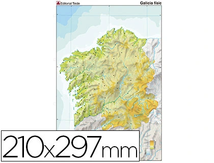 [79433] Mapa mudo color din a4 galicia fisico