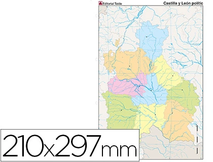 [79432] Mapa mudo color din a4 castilla-leon politico