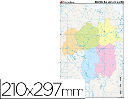 [79430] Mapa mudo color din a4 castilla-la mancha politico