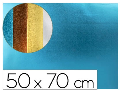 Goma eva liderpapel 50x70 cm espesor 2 mm metalizada azul claro
