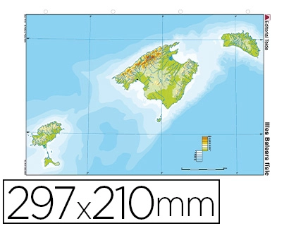[78848] Mapa mudo color din a4 islas baleares fisico
