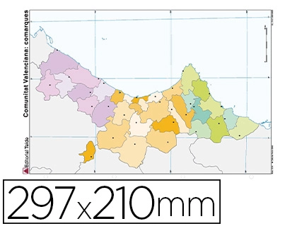 [78845] Mapa mudo color din a4 comunidad valenciana politico