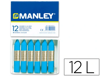 [78761] Lapices cera manley unicolor azul cobalto n.20 caja de 12 unidades