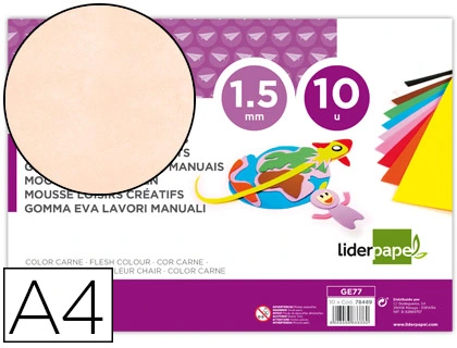 [78489] Goma eva liderpapel din a4 60g/m2 espesor 1,5mm carne paquete de 10 hojas