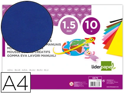 [78487] Goma eva liderpapel din a4 60g/m2 espesor 1,5mm azul paquete de 10 hojas