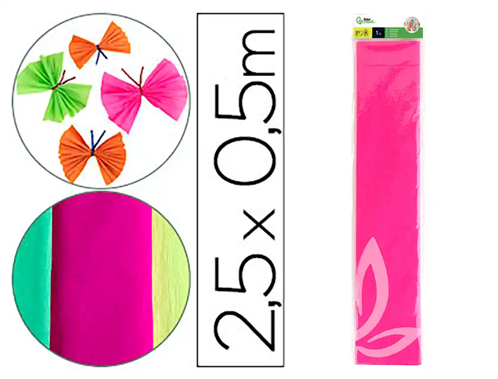 [78485] Papel crespon liderpapel 50 cm x 2,5 m 34g/m2 rosa fluorescente