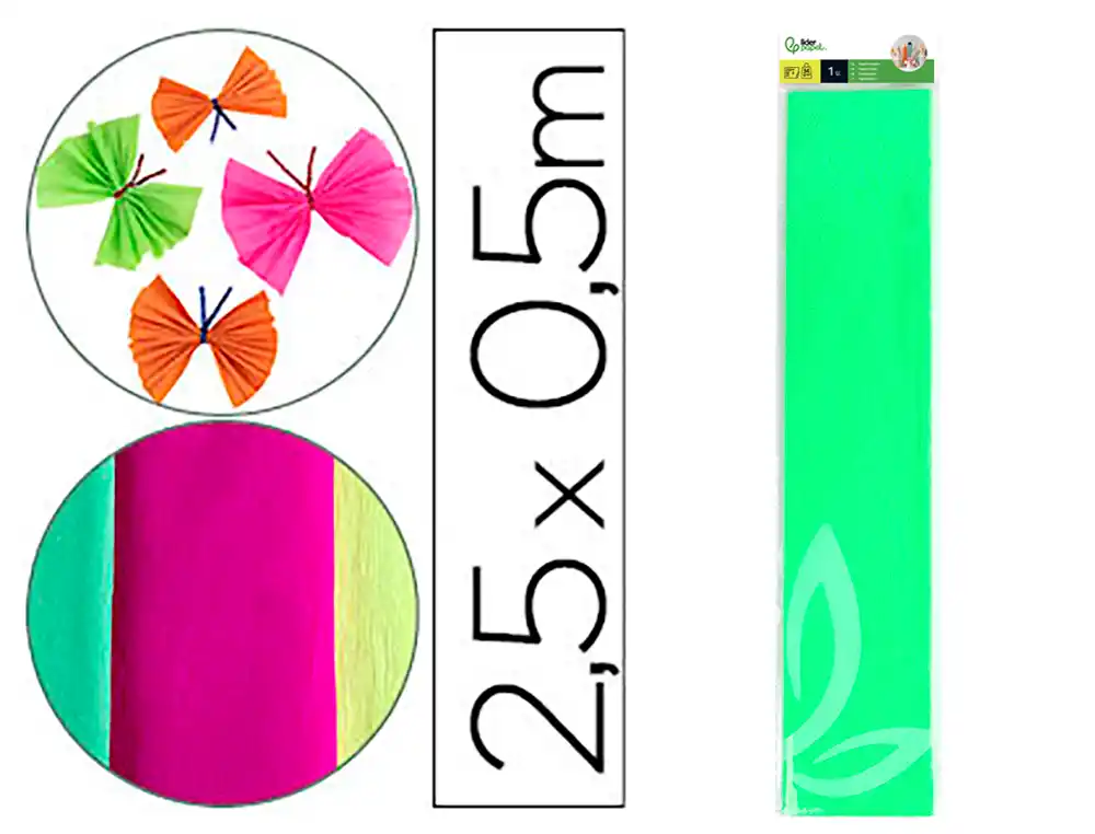 [78484] Papel crespon liderpapel 50 cm x 2,5 m 34g/m2 verde fluorescente