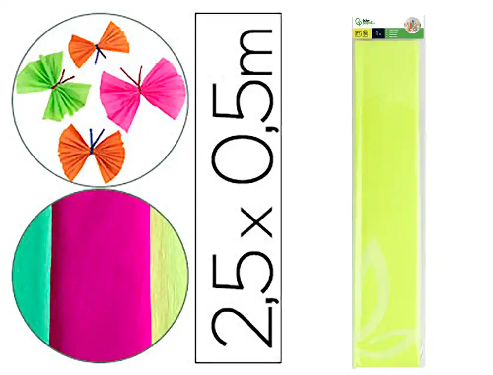 [78483] Papel crespon liderpapel 50 cm x 2,5 m 34g/m2 amarillo fluorescente