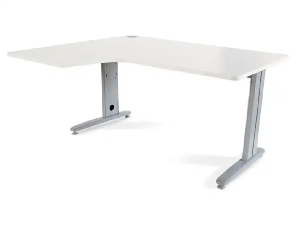 Mesa rocada serie metal 180x120 cm izquierda acabado ac04 blanco