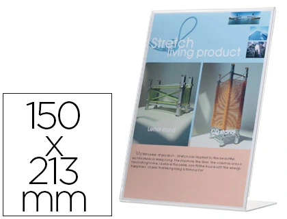 [77877] Expositor sobremesa q-connect con forma de l metacrilato 150x213 mm