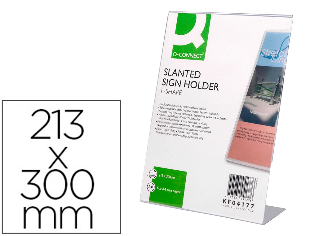 [77876] Expositor sobremesa q-connect con forma de l metacrilato tamaño 213x300 mm