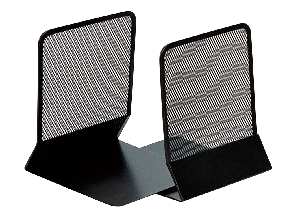 [77867] Apoyalibros metalico q-connect kf15098 rejilla negro juego 165x152x135 mm