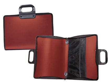 [77521] Cartera portadocumentos liderpapel roja con asa y cremallera 400x45x300 mm