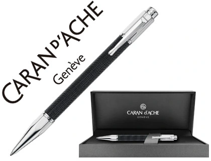 [77042] Boligrafo caran d'ache varius ivanhoe cota de malla acero negro placado rodio con estuche punta media