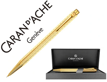 [76413] Portaminas caran d'ache ecridor chevron placado dorado 0,7 mm con estuche