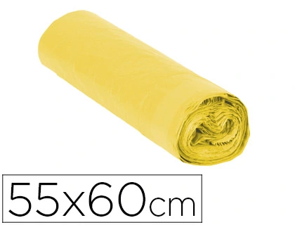 [76257] Bolsa basura domestica amarilla con autocierre 55 x 60 cm rollo de 15 unidades
