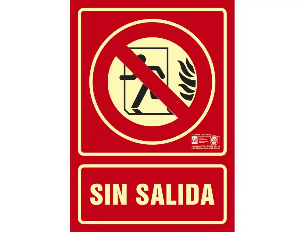 Pictograma syssa señal de no hay salida en pvc fotoluminiscente 210x297 mm