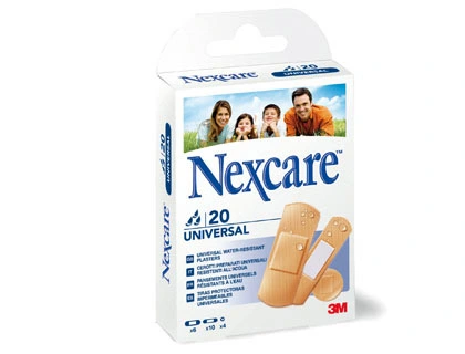 Tira adhesiva 3m nexcare para heridas y cortes plasticoimpermeable caja de 20 unidades diversos tamaños